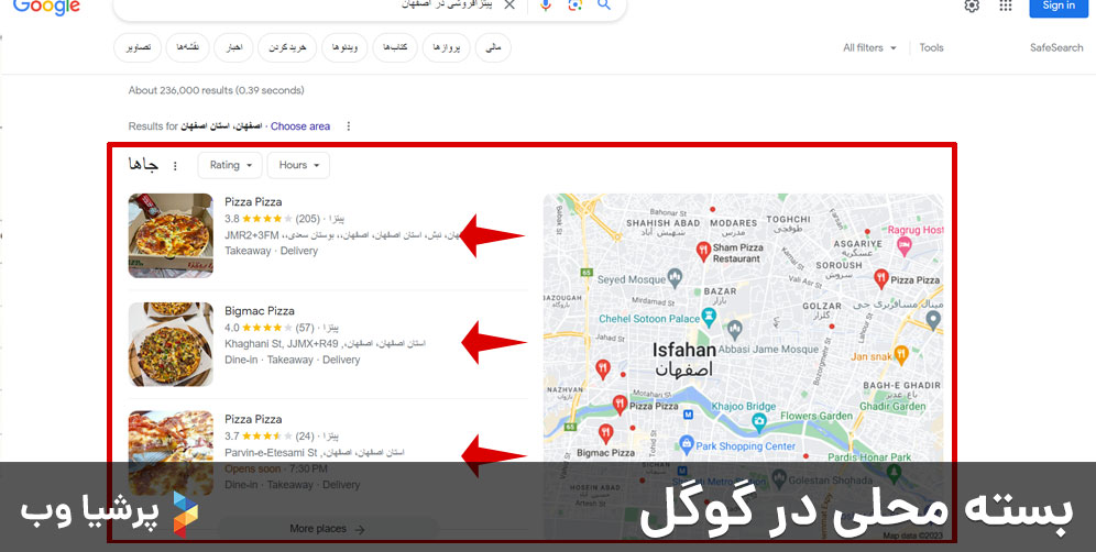بسته محلی در گوگل
